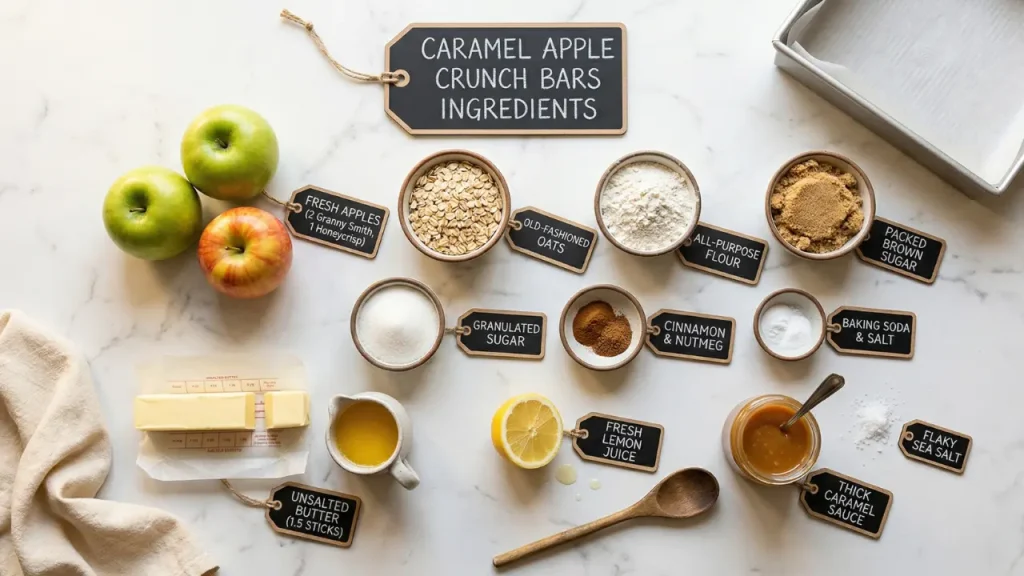 Ingredients for Caramel Apple Crunch Bars