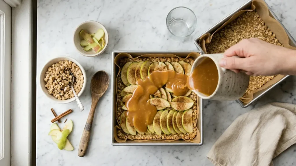 Assembling the Apple and Caramel Layers